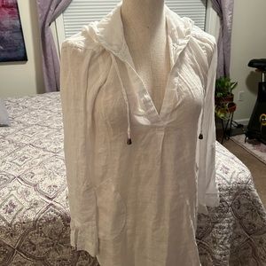 Forcynthia Beachwear Linen Tunic Swimsuit Cover, S